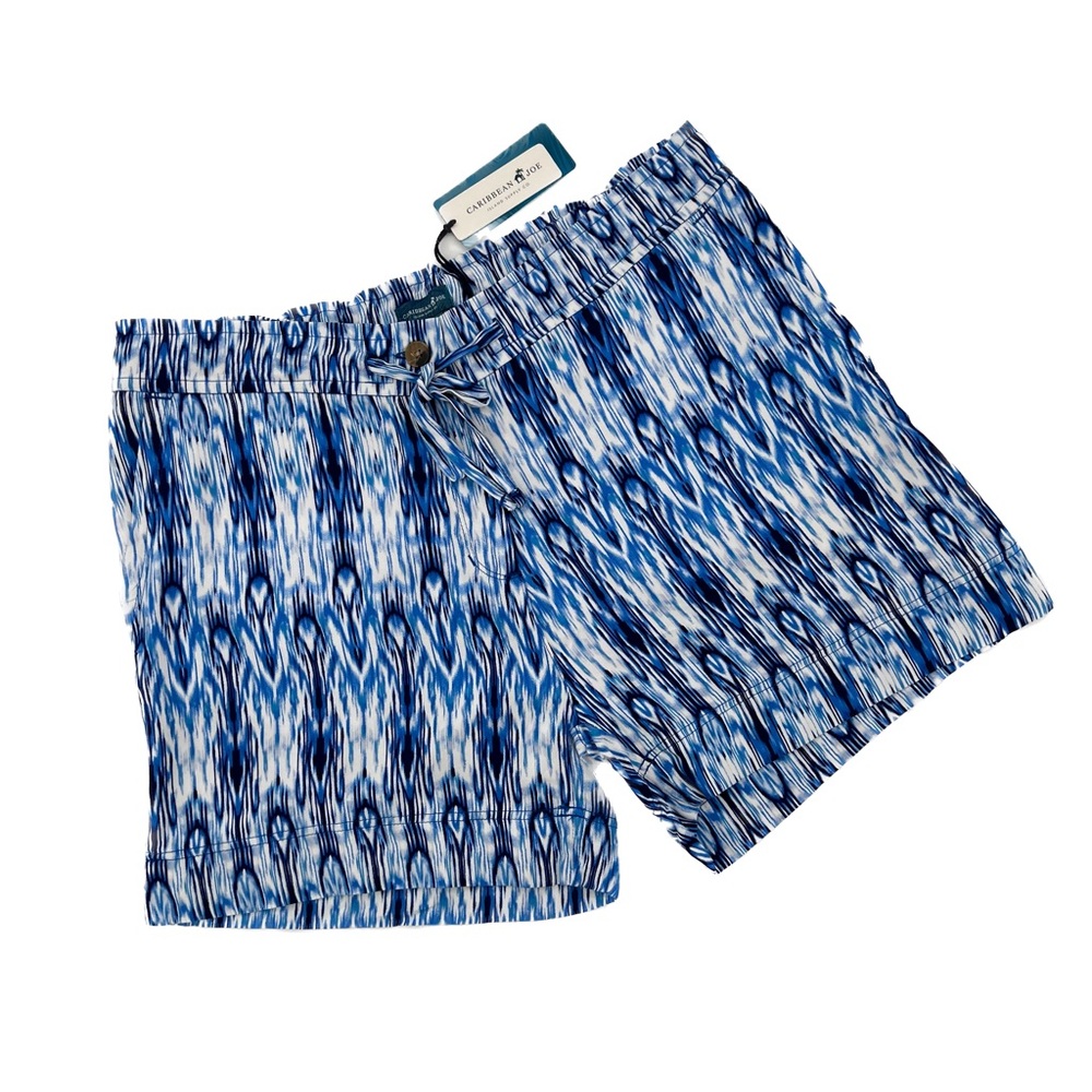 Caribbean Joe Blue Hue Ikat Print Rayon 4-Pocket Shorts Size Large, NWT - Picture 15 of 16